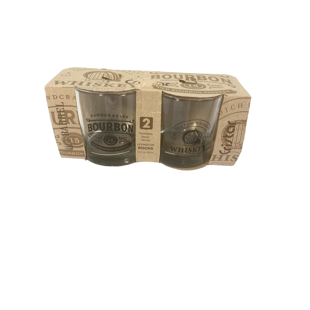 set of 2 bourbon & whiskey glass cups tumblers 10.5 oz 311 ml cristar lexington